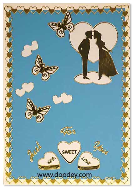 love card with butterflys and couple