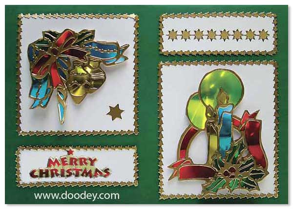 christmas card candle and bell