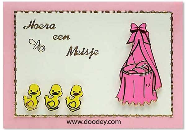 birth card 3 duckies girl
