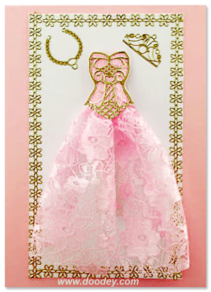 fashion card with crown and prinsess dress