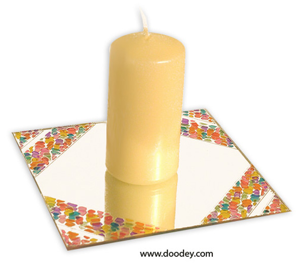 candle with mosaic coloured