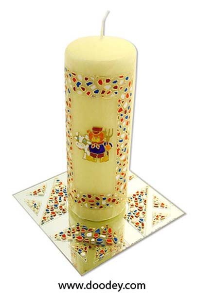 candle with mosaic with dutch farmer