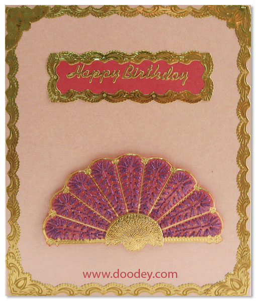 Embroidery card Fan with MD corner and border