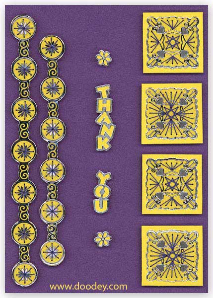 embroidery thank you with border and square