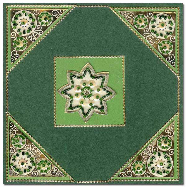 embroidery star with flower in circles corner