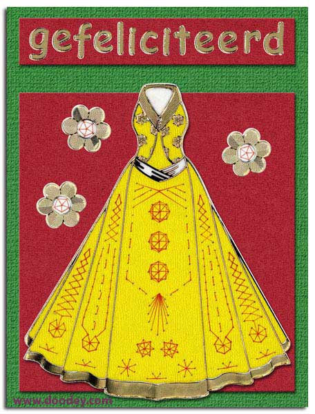 card congrtulations with dress and flowers