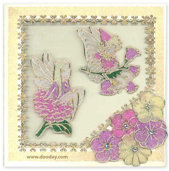 card faries with flowers