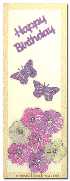 card happy birthday with butterflies and flowers