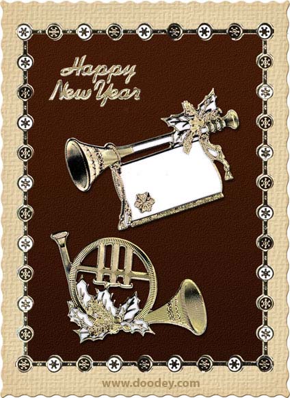 happy new year card music instruments