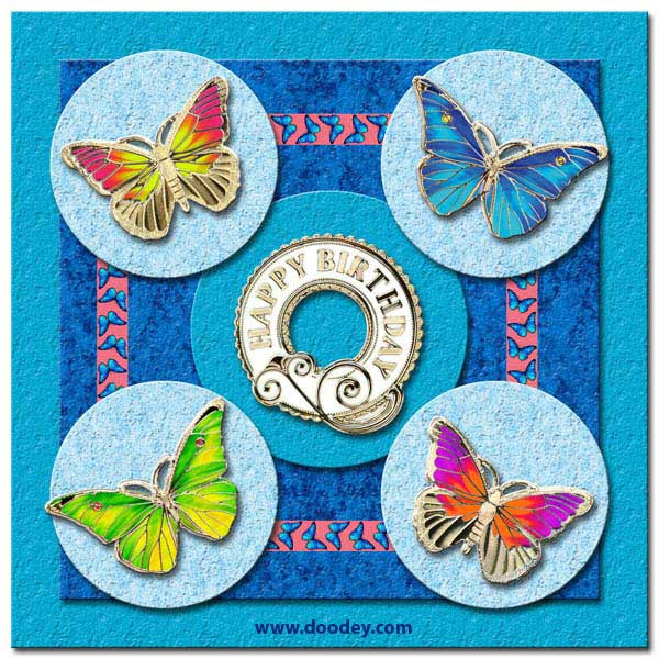 birtday card butterflies in circles