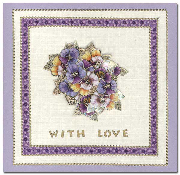 card pansies with love