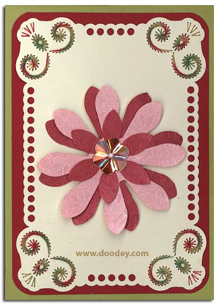 card with embroidery background flower