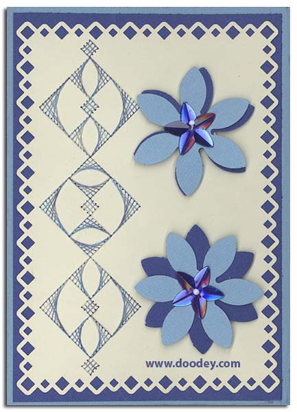 card with embroidery background two flowers