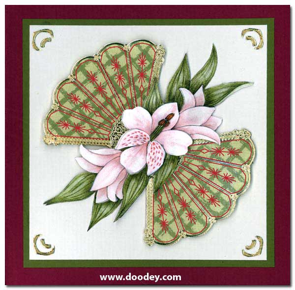 card with embroidery sticker fan