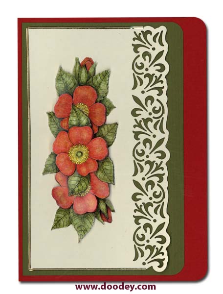 card with red flowers and luxury card layer