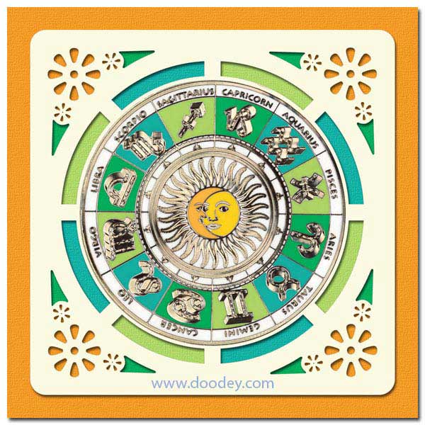 Zodiac card sun and moon