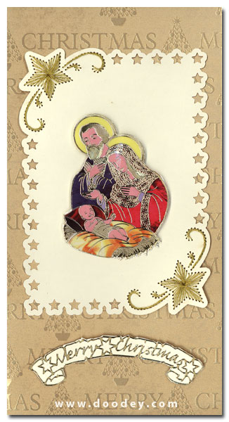 Card jozef and maria with embroiderd star