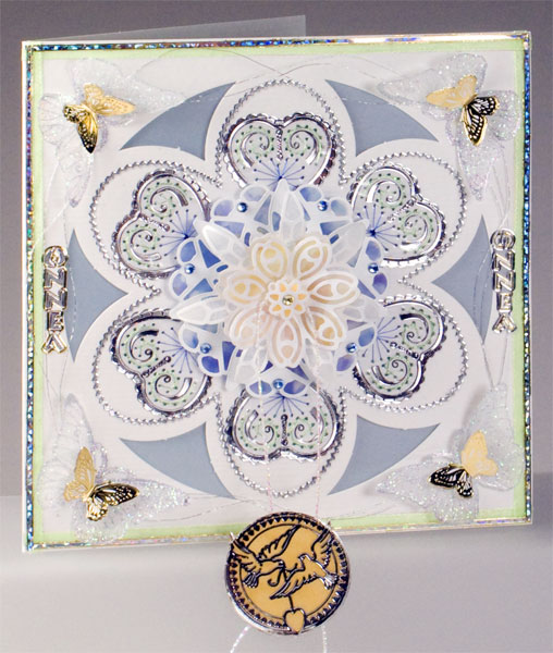 Mandala card with embroidered stickers