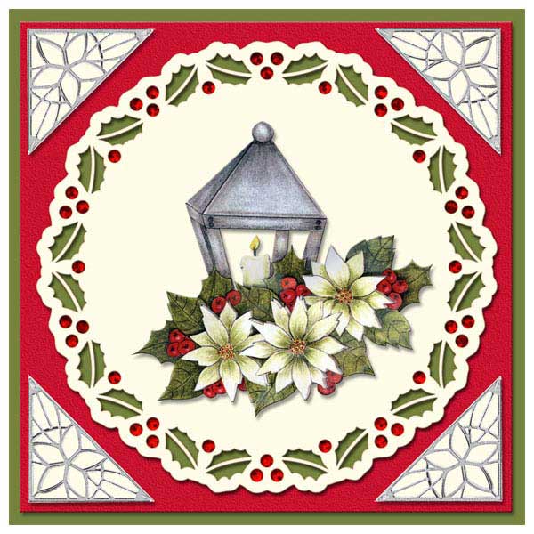 christmas card with lantern