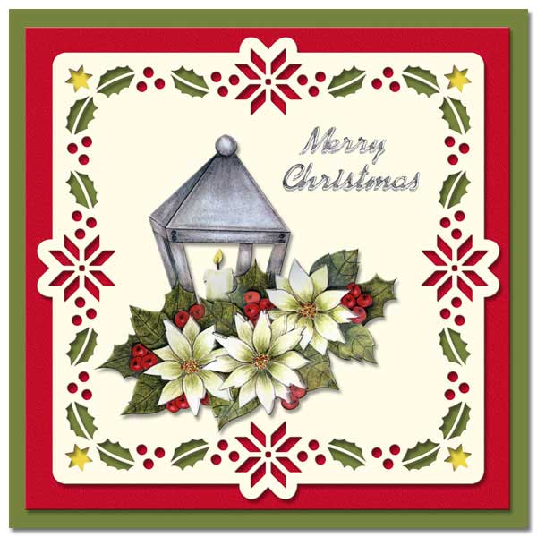 christmas card with lantern