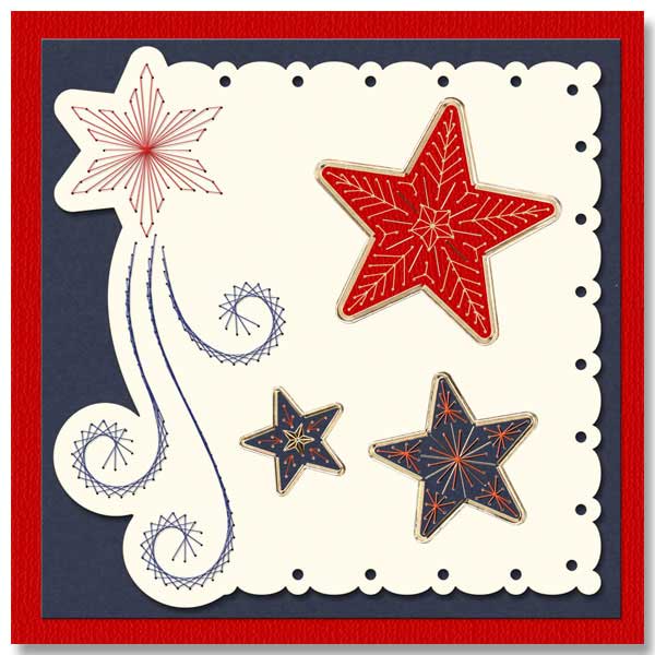 Christmas card with embroidered stars