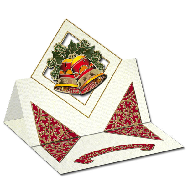 christmas card with 3D bells