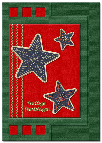 zigzag christmas card with 3 stars