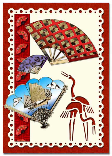 oriental card kranes and fans