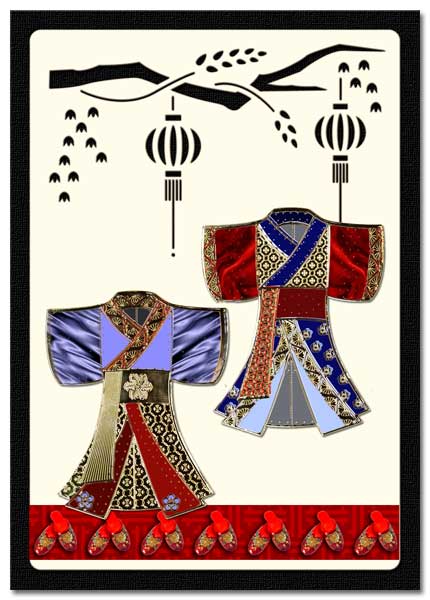 oriental card kimono