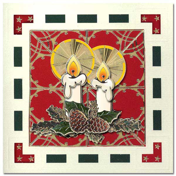 christmas card with 3D candles