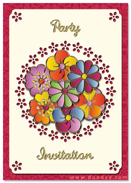 card with different color flowers