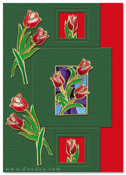 card with many tulips