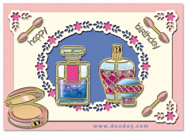 card with make-up and perfume