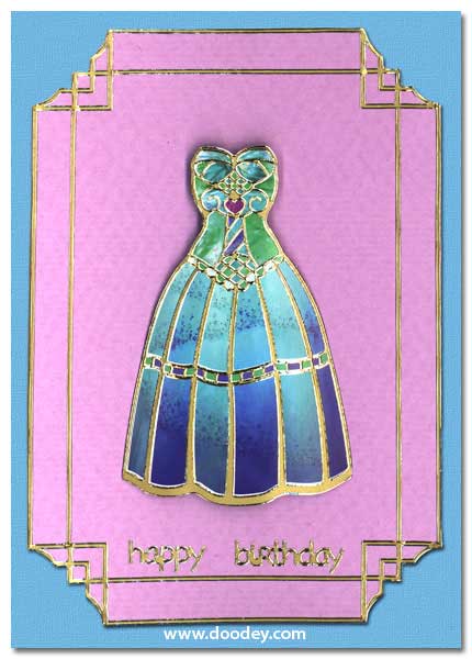card with blue dress