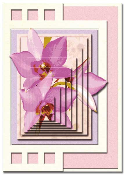 3D pyramids card with flowers