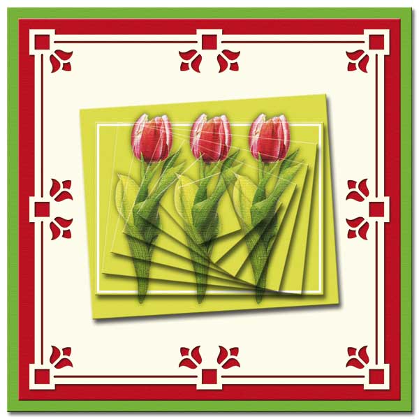 3D pyramids card with flowers