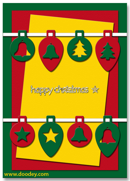 christmas card with pop-outs baubles