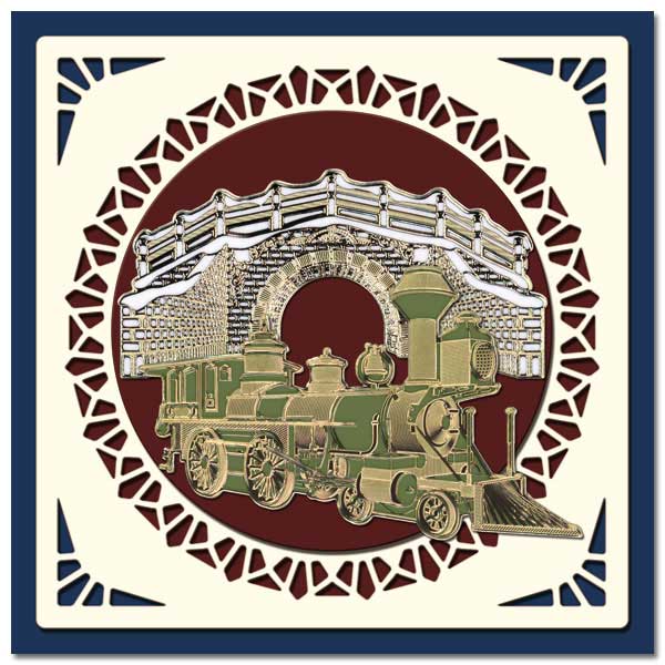 card with locomotive and tunnel