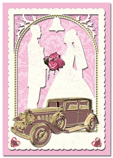 wedding card with oldtimer car