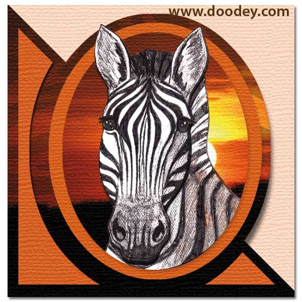 3D safari mini card with zebra