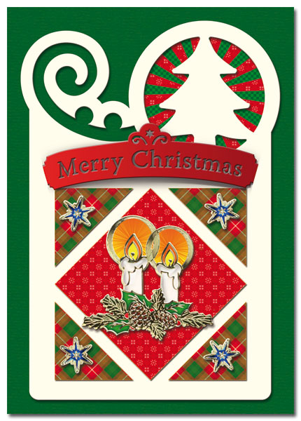Christmas card with candles and christmas stars