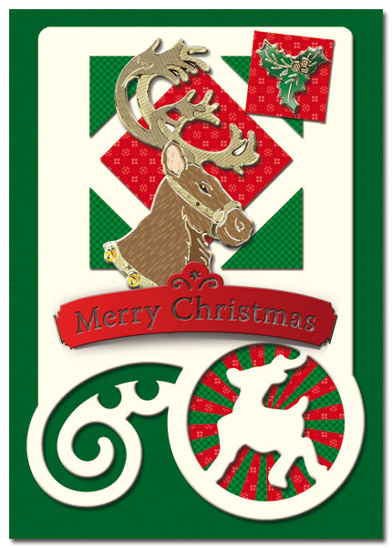 christmas card with reindeer 