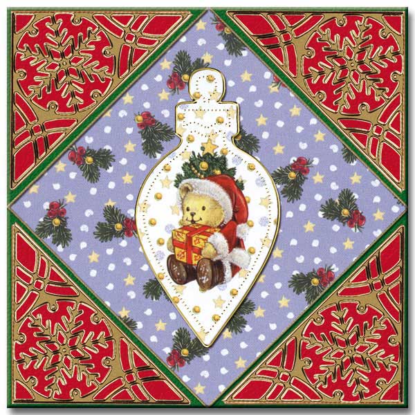 mini christmas card with teddy bear