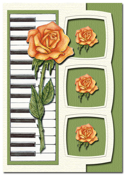 card with flowers and a piano
