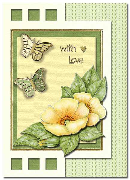 card with flowers and butterflies