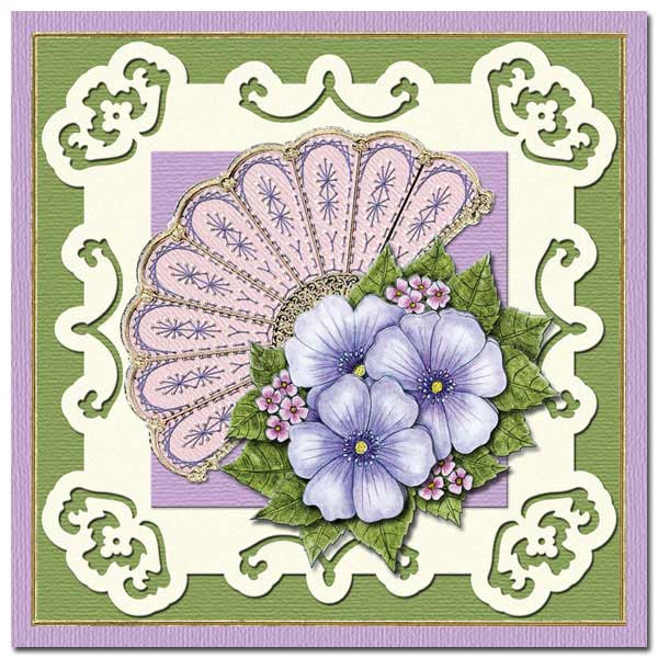 card with flowers and a fan