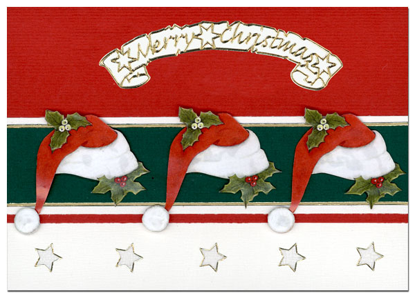 christmas card with santa hats