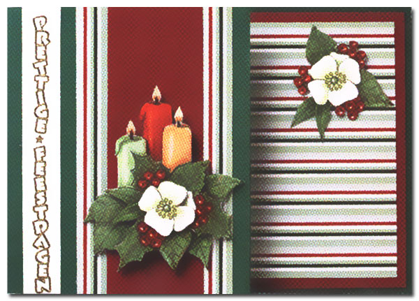 Christmas card with candles and flowers
