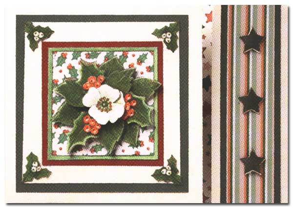 Christmas card with flowers and a lantern