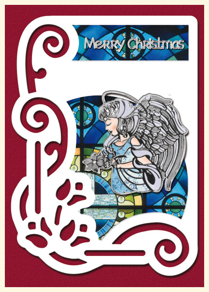 Christmas card with silver angels